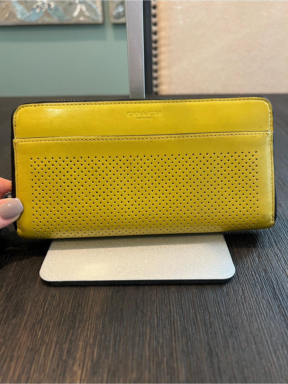 COACH Perforated Leather Zip Wallet
